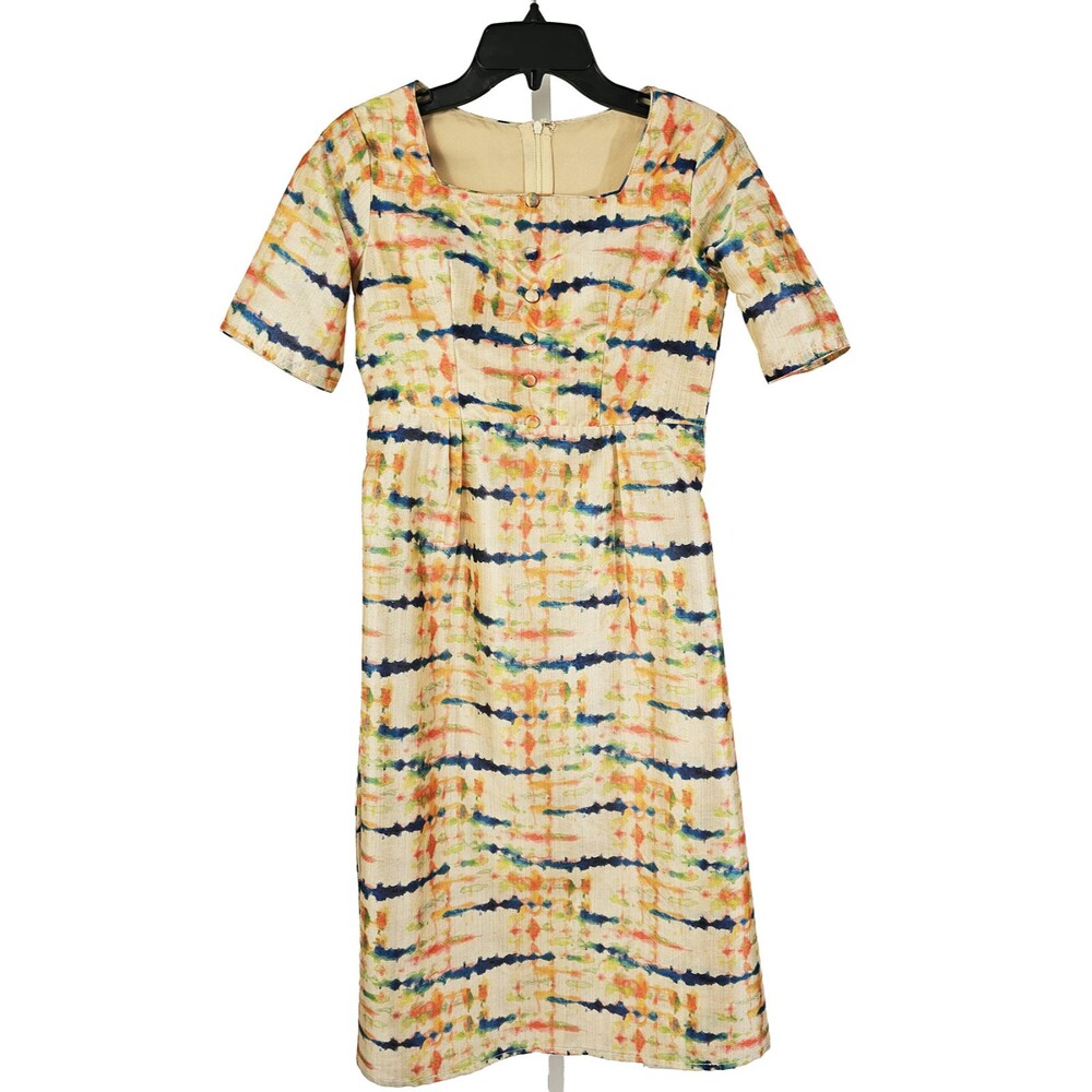 Ethno Vogue Cbazaar Size XS/S Silk Retro Silk Colorful Party Cocktail Dress
